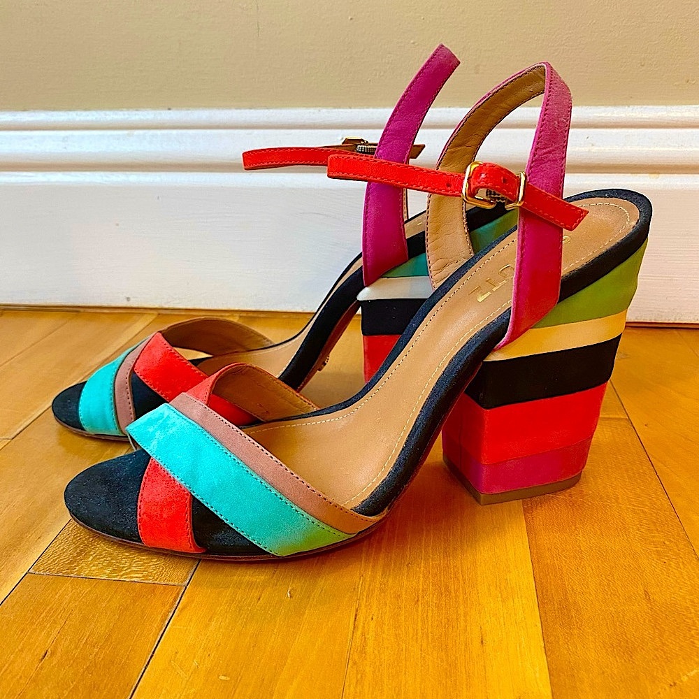 Schutz “Isola” Colour Block leather sandals